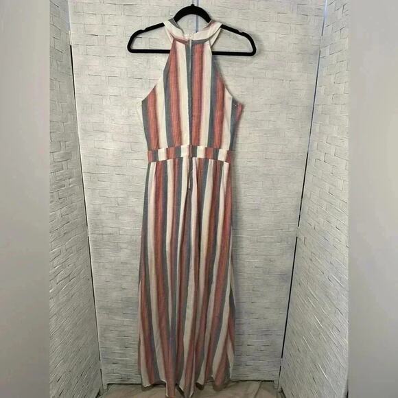 CRYSTAL SKY HI LO SHORTS & SKIRT ONE PIECE HALTER ROMPER Stripped SLEEVELESS - Picture 6 of 14